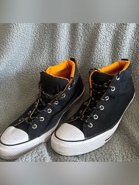 Black and Orange Converse